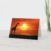 Giraffe Silhouet bij Zonsondergang Kaart (Voorkant)