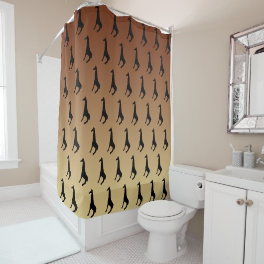 Giraffe Silhouetpatroon Douchegordijn (In situ)