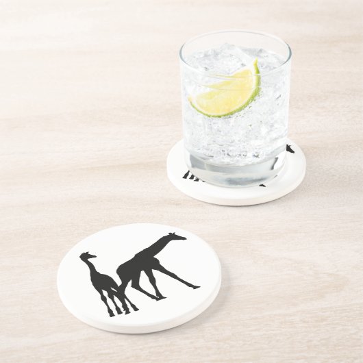 Giraffe SILHOUETTE #1B Zandsteen Onderzetter (Zijkant)