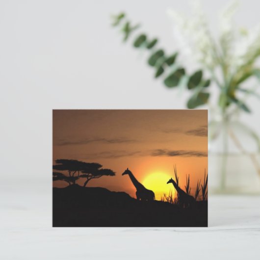 Giraffe Silhouette - Blank voor je eigen bericht Briefkaart (Staand voorkant)