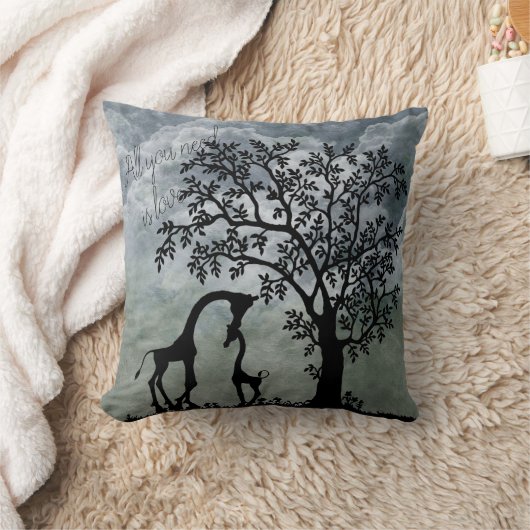 Giraffe Silhouette Moeder Baby Accent Pillow Kussen (Deken)
