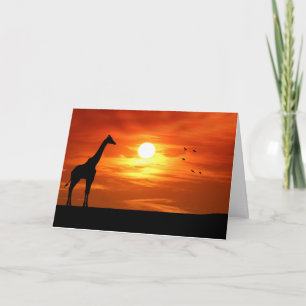 Giraffe Silhouette op Sunset Kaart