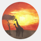 Giraffe Silhouette Ronde Sticker (Voorkant)