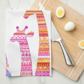 Giraffe Silhouettes in kleurrijke tribale afdrukke Theedoek (Quarter Fold)