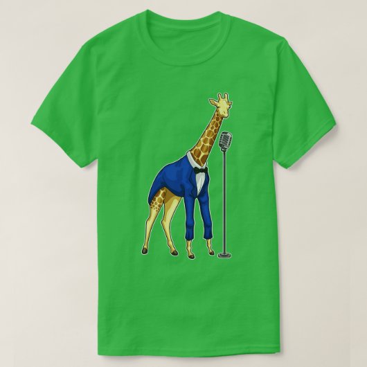 Giraffe Singer Microfoon Muziek T-shirt (Design voorkant)