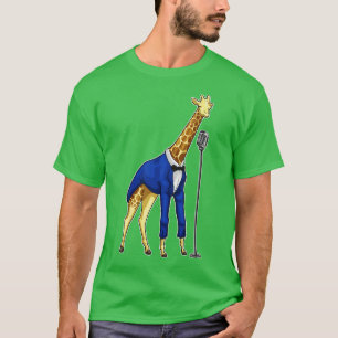 Giraffe Singer Microfoon Muziek T-shirt