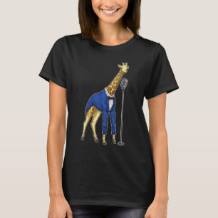 Giraffe Singer Microfoon Muziek T-shirt