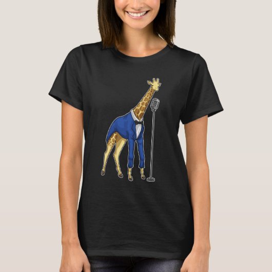 Giraffe Singer Microfoon Muziek T-shirt (Voorkant)