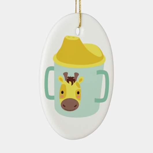Giraffe Sippy Cup Keramisch Ornament (Rechts)