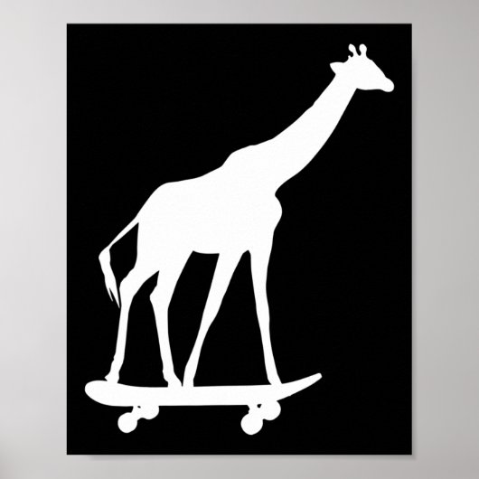 Giraffe Skateboarden Skateboard Poster (Voorkant)