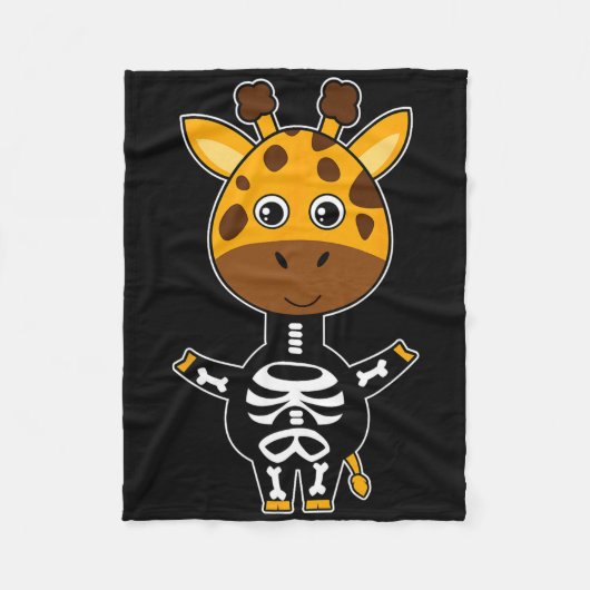 Giraffe Skeleton Xray Costume Cute Easy Halloween Fleece Deken (Voorkant)