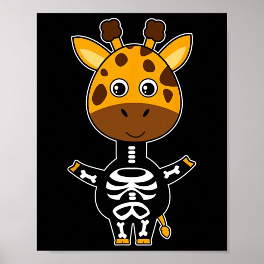 Giraffe Skeleton Xray Costume Cute Easy Halloween Poster (Voorkant)