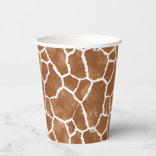 Giraffe Skin Pattern Saddle Brown ID1152 Papieren Bekers (Achterkant)