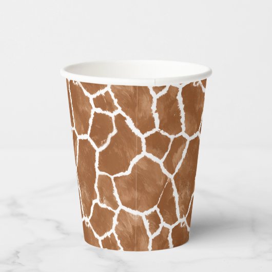 Giraffe Skin Pattern Saddle Brown ID1152 Papieren Bekers (Rechts)
