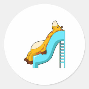 Giraffe Slide Ronde Sticker