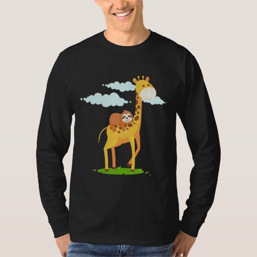 Giraffe Sloth Funny voor kinderen T-shirt (Voorkant)