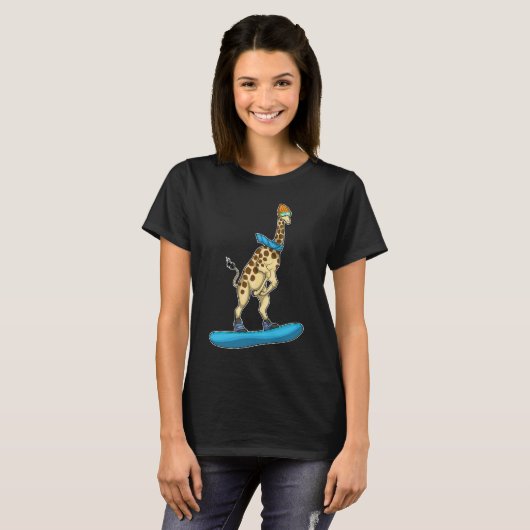 Giraffe Snowboard Wintersport T-shirt (Voorkant volledig)