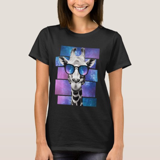 Giraffe Space Glasses Galaxy Zonnebril Meme T-shirt (Voorkant)