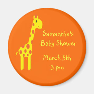 Giraffe Sparen het Oranje Baby shower van de Datum Magneet