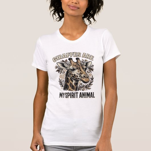 Giraffe Spirit Dier Oud Gravure Shirt Ontwerp (Voorkant)