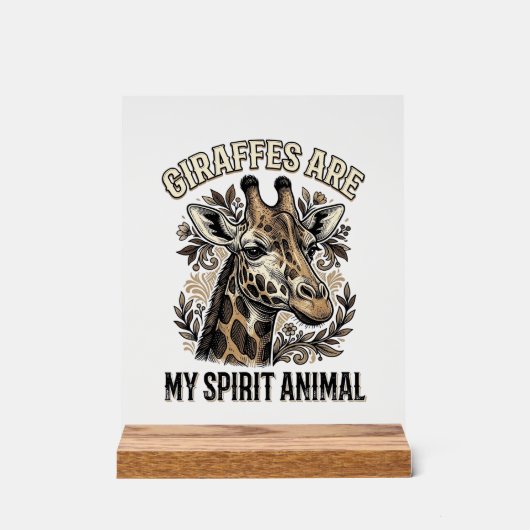 Giraffe Spirit Dier Oude Gravure Shirt Ontwerp Acryl Bord (Voorkant)