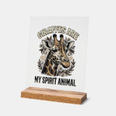 Giraffe Spirit Dier Oude Gravure Shirt Ontwerp Acryl Bord (Hoek)