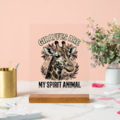 Giraffe Spirit Dier Oude Gravure Shirt Ontwerp Acryl Bord (Huwelijk)