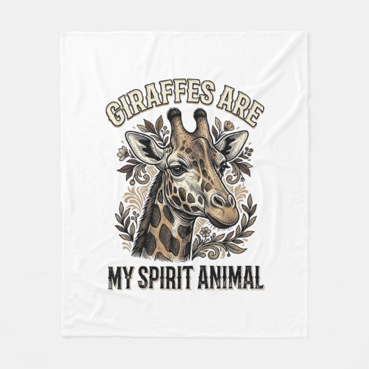 Giraffe Spirit Dier Oude Gravure Shirt Ontwerp Fleece Deken (Voorkant)