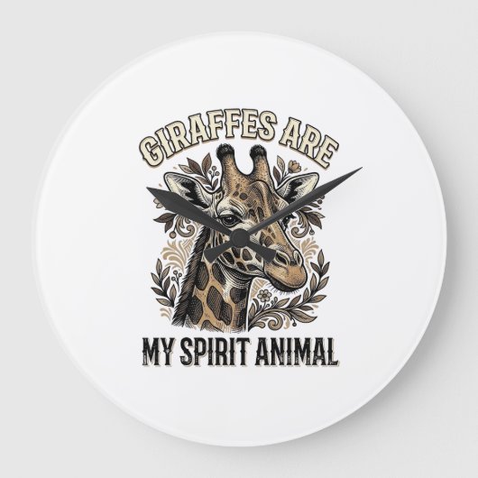 Giraffe Spirit Dier Oude Gravure Shirt Ontwerp Grote Klok (Voorkant)