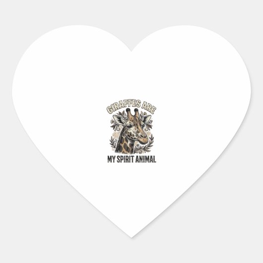 Giraffe Spirit Dier Oude Gravure Shirt Ontwerp Hart Sticker (Voorkant)