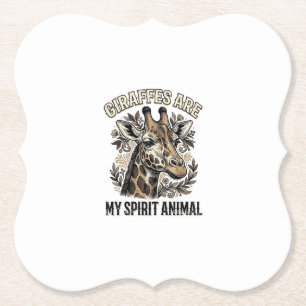 Giraffe Spirit Dier Oude Gravure Shirt Ontwerp Kartonnen Onderzetters