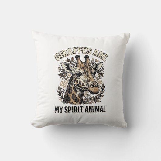 Giraffe Spirit Dier Oude Gravure Shirt Ontwerp Kussen (Voorkant)