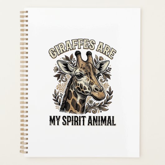 Giraffe Spirit Dier Oude Gravure Shirt Ontwerp Planner (Voorkant)