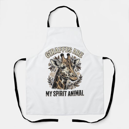 Giraffe Spirit Dier Oude Gravure Shirt Ontwerp Schort (Voorkant)
