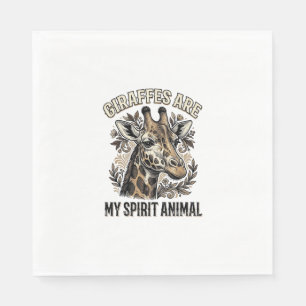 Giraffe Spirit Dier Oude Gravure Shirt Ontwerp Servet