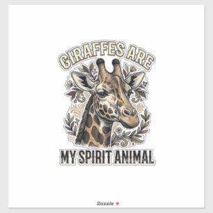 Giraffe Spirit Dier Oude Gravure Shirt Ontwerp Sticker
