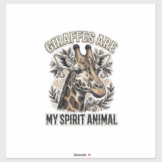 Giraffe Spirit Dier Oude Gravure Shirt Ontwerp Sticker (Vel)