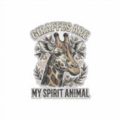 Giraffe Spirit Dier Oude Gravure Shirt Ontwerp Sticker (Voorkant)