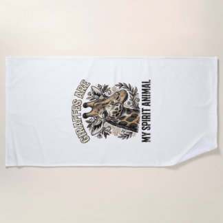 Giraffe Spirit Dier Oude Gravure Shirt Ontwerp Strandlaken