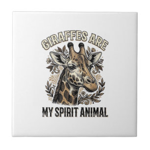 Giraffe Spirit Dier Oude Gravure Shirt Ontwerp Tegeltje
