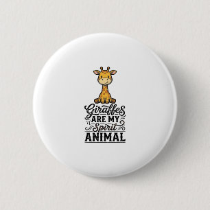 Giraffe Spirit Dier Oudergravure Shirt Desi Ronde Button 5,7 Cm