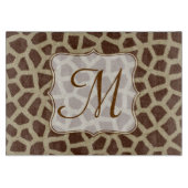 Giraffe Spot Animal Monogram Glassnijplank Snijplank (Voorkant)