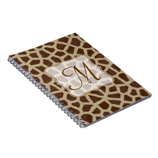 Giraffe Spot Animal Monogram Initiaal Note Book Notitieboek (Rechterzijde)