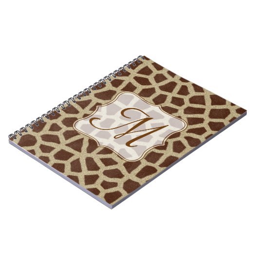Giraffe Spot Animal Monogram Initiaal Note Book Notitieboek (Linkerzijde)