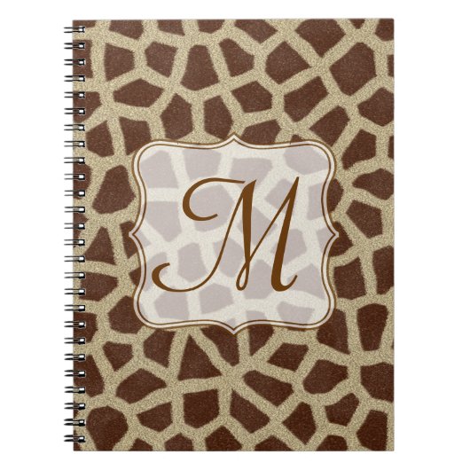 Giraffe Spot Animal Monogram Initiaal Note Book Notitieboek (Voorkant)