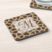 Giraffe Spot Animal Print Monogram Drink Onderzett Onderzetter (Linkerzijde)