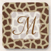Giraffe Spot Animal Print Monogram Drink Onderzett Onderzetter (Voorkant)