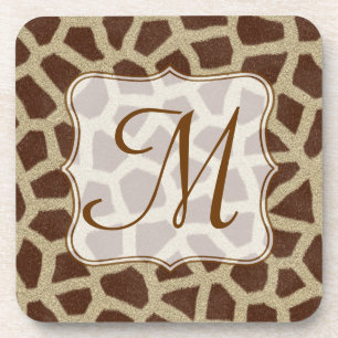 Giraffe Spot Animal Print Monogram Drink Onderzett Onderzetter