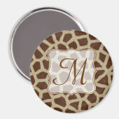 Giraffe Spot Animal Print Monogram Initiaal Magnee Magneet (Voorkant / Achterkant)