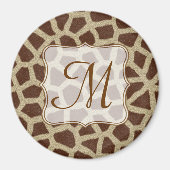 Giraffe Spot Animal Print Monogram Initiaal Magnee Magneet (Voorkant)